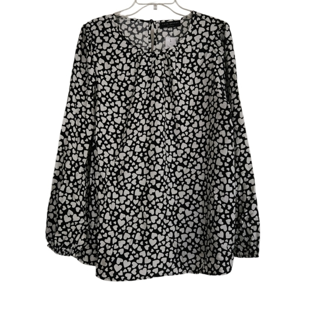 Black and White Heart Print Women's Top Sz 14 Nwt